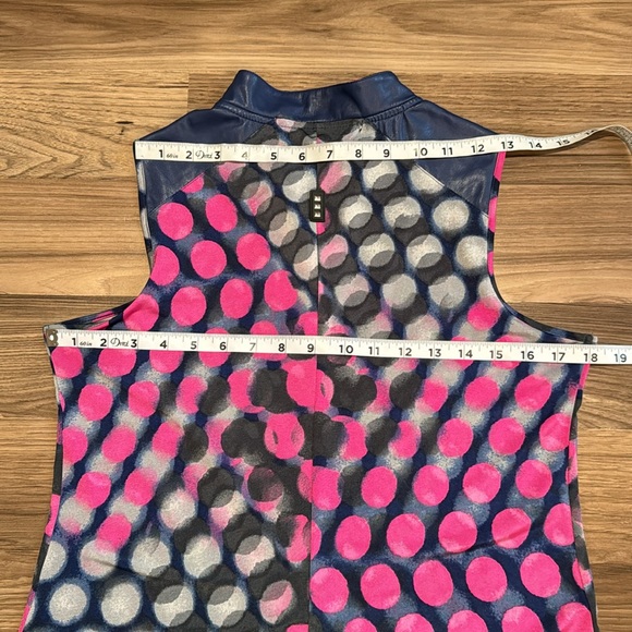 Jamie Sadock Circles Faux Blue Leather Collar 1/4 Zip Pull On Golf Midi Dress S - Picture 7 of 12